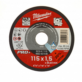 Тонкий отрезной диск по металлу Milwaukee SCS41 / 115х1,5х22,2 PRO+  (Арт. 4932451486)