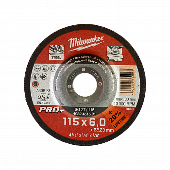Шлифовальный диск по металлу Milwaukee SG27 / 115х6х22,2 PRO+  (замена для 4932490098)( (Арт. 4932451501)