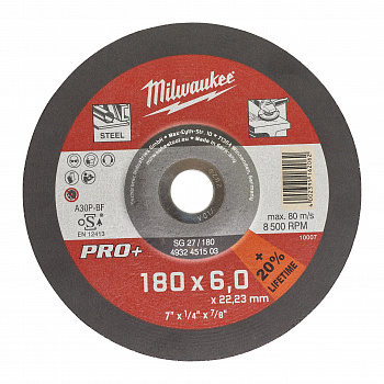 Шлифовальный диск по металлу Milwaukee SG27 / 180х6х22,2 PRO+  (Арт. 4932451503)