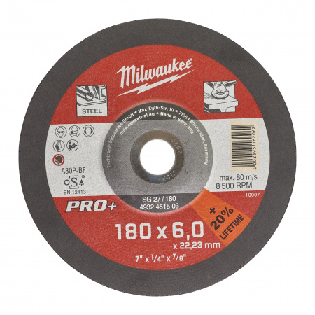 Шлифовальный диск по металлу Milwaukee SG27 / 180х6х22,2 PRO+  (Арт. 4932451503)
