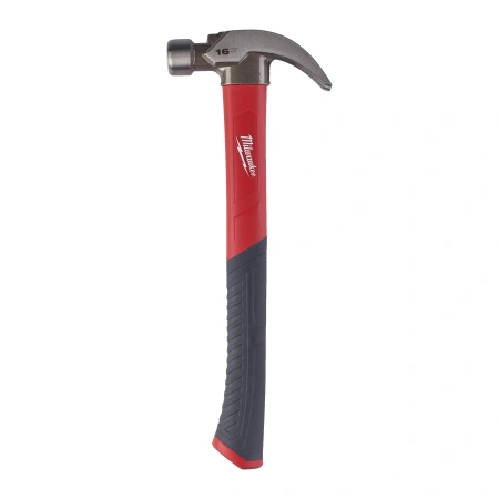Молоток с закругленным гвоздодером, рукоятка из стекловолокна Milwaukee 450 гр. (Арт. 4932478657)