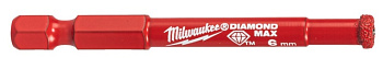 Алмазное корончатое сверло для мокрого сверления Milwaukee Diamond Max 6 мм / хвостовик 1/4'' Hex (замена для 49560505) (Арт. 4932498342)