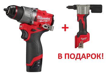 Аккумуляторная безударная дрель-шуруповерт Milwaukee M12 FDD2-202X FUEL + M12 BPRT-0 В ПОДАРОК! (Арт. PT2509014)