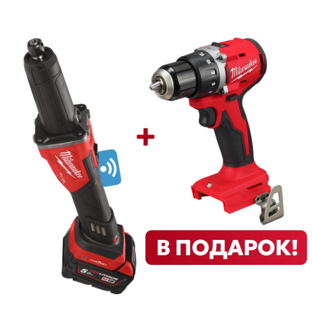 Аккумуляторная цанговая прямая шлифовальная машина с ползунковым переключателем Milwaukee M18 FDGROVB-502X ONE-KEY FUEL + M18 BLDDRC-0X В ПОДАРОК! (Арт. PT2509009)