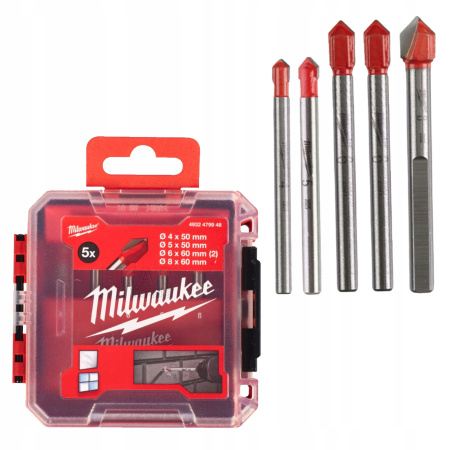 Набор сверл по стеклу и плитке Milwaukee GENII 4/5/6/6/8мм (5 шт) (Арт. 4932479948)