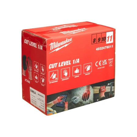 Перчатки Milwaukee Cut Level с защитой от минимальных рисков, уровень защиты A/1, размер XXL/11 (144 пары) (Арт. 4932479011)