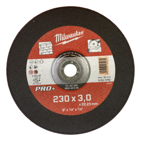 Отрезной диск по камню Milwaukee CC42 / 230х3х22.2 PRO+  (Арт. 4932451500)