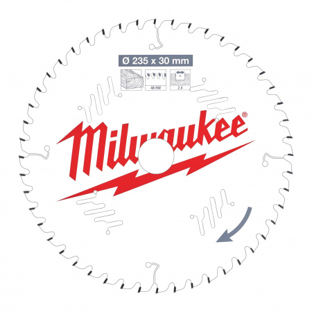 Пильный диск Milwaukee для циркулярной пилы по дереву 235x30x2,4 48 зубов  (Арт. 4932471307)