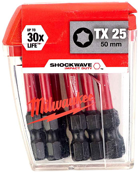 Биты для шуруповерта Milwaukee Shockwave IMPACT DUTY™ TX25 Х 50 мм (10 шт)  (замена для 4932352982) (Арт. 4932430882)