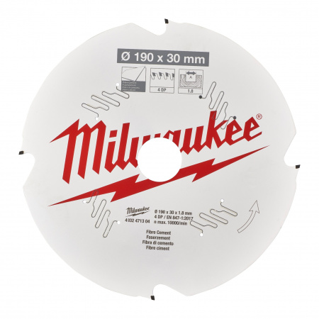 Пильный диск Milwaukee для циркулярной пилы по фиброцементу 190x30x1,8 4 зуба  (Арт. 4932471304)