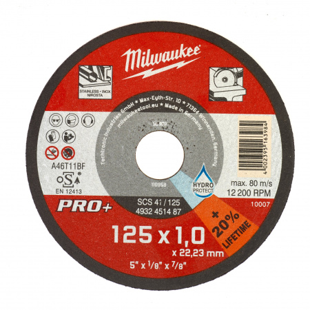 Тонкий отрезной диск по металлу Milwaukee SCS41 / 125х1х22,2 PRO+  (Арт. 4932451487)