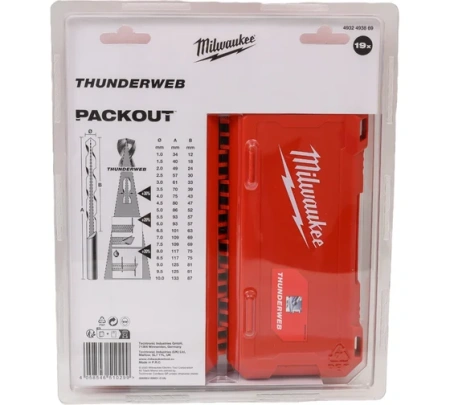 Набор сверл по металлу DIN 338 Milwaukee THUNDERWEB HSS-G (19 шт) (1-10мм) (Арт. 4932493869) + Рулетка магнитная Milwaukee Magnetic GEN III 10м / ширина 27мм (Арт. 4932464601) (Арт. ACC2511004)