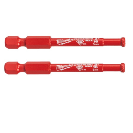 Набор алмазных корончатых сверл Milwaukee Diamond Max 5 мм / хвостовик 1/4'' Hex (2 шт) (Арт. 4932479231)