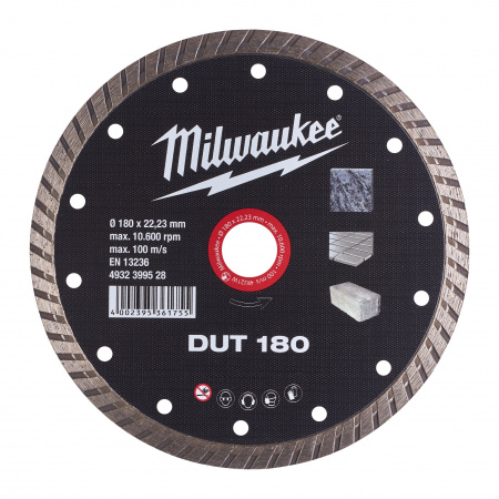 Алмазный диск профессиональной серии Milwaukee DUT 180 мм  (Арт. 4932399528)