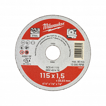 Тонкий отрезной диск по металлу Milwaukee SCS41 / 115х1,5х22,2  (Арт. 4932451476)