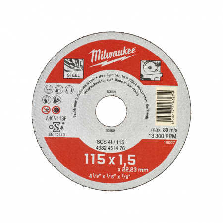 Тонкий отрезной диск по металлу Milwaukee SCS41 / 115х1,5х22,2  (Арт. 4932451476)