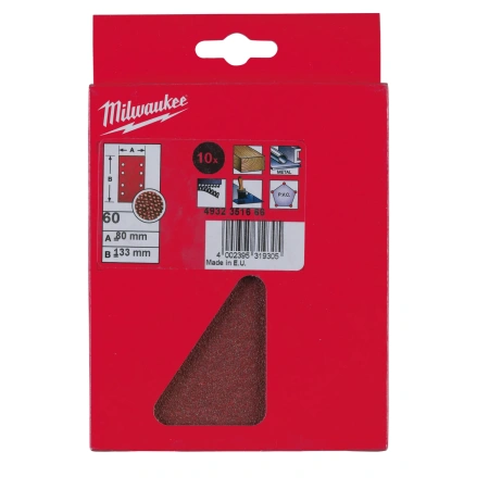 Шлифовальная бумага Milwaukee 80х133 мм зерно 60 (10 шт)  (Арт. 4932351666)