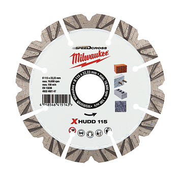 Алмазный диск скоростной Milwaukee Speedcross X-HUDD 115 мм (Арт. 4932492147)