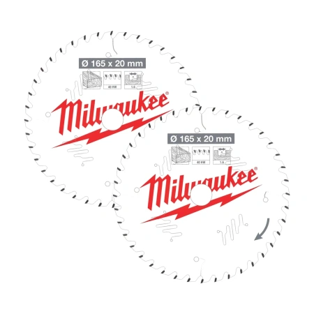 Набор пильных дисков Milwaukee для циркулярной пилы по дереву 165x20x1.6 40 зубов (Арт. 4932492433)