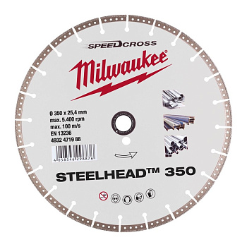 Алмазный диск скоростной премиальный Milwaukee Speedcross STEELHEAD 350 мм (RU)  (Арт. 4932478709)